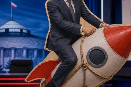 „Donek na Marsa”: tekturowy premier poleciał w kosmos w Republice