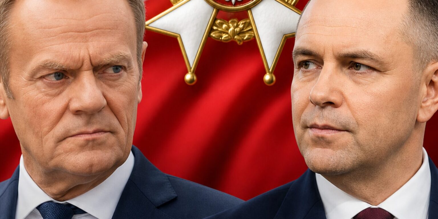 Sondaż: Ponad 65 proc. chce, by Tusk współdziałał z prezydentem Nawrockim ws. sporu o Order Orła Białego